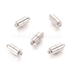 Platinum Brass Magnetic Clasps, Nickel Free, Column, 16x6mm, Hole: 1.5mm(X-MC027-NF)