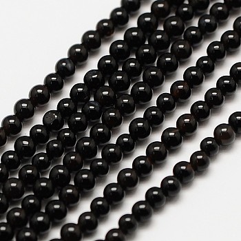 Natural Black Onyx Round Bead Strands, Dyed, 2mm, Hole: 0.5mm, about 184pcs/strand, 16 inch