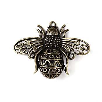 Tibetan Style Alloy Pendants, Bee, Antique Bronze, 39x51x12.5mm, Hole: 2.5mm