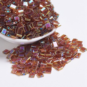 MIYUKI TILA Beads, Japanese Seed Beads, 2-Hole, (TL257) Transparent Topaz AB, 5x5x1.9mm, Hole: 0.8mm, about 118pcs/10g