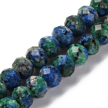 Natural Sesame Jasper Beads Strands, Dyed, Faceted, Rondelle, Teal, 8x6mm, Hole: 1mm, about 63~64pcs/strand, 14.96''~15.35''(38~39cm)