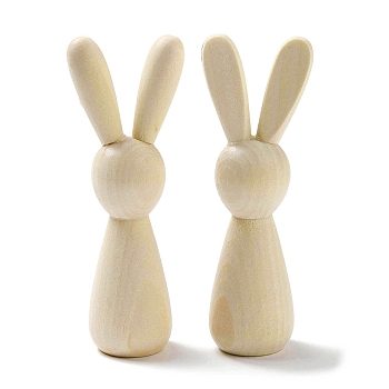 Easter Unfinished Wood Rabbit Ornaments, for Home Desktop Display Decoration, Antique White, 30x24x89mm