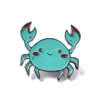 Animal Enamel Pins, Electrophoresis Black Alloy Cartoon Brooch for Backpack Clothes, Crab, 27x28.5x1.8mm