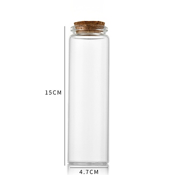 Glass Bottle, with Cork Plug, Wishing Bottle, Column, Clear, 4.7x15cm, Capacity: 200ml(6.76fl. oz)