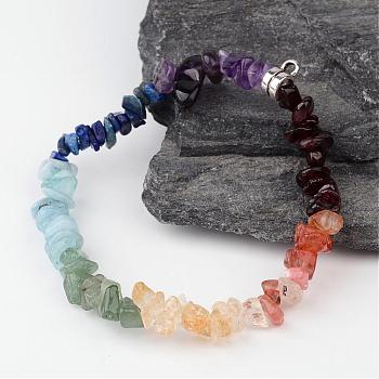 Chakra Gemstone Bracelet Making, with Crystal Thread and Brass Findings, 55mm, Hole: 2mm