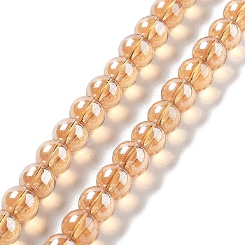 Handmade Lampwork Beads, Round, Navajo White, 8.5x7.5mm, Hole: 1.4mm, about 89pcs/strand, 25.91''(65.8cm)