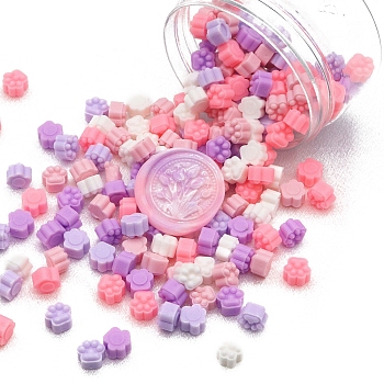 Sealing Wax Particles, for Retro Seal Stamp, Cat Paw Print, Pink, Box: 61x59mm, 200pcs/box