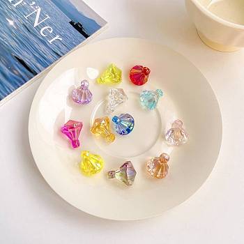 Transparent Acrylic Pendants, Diamond, Mixed Color, 22.4x16.6x16.7mm, Hole: 3.5mm