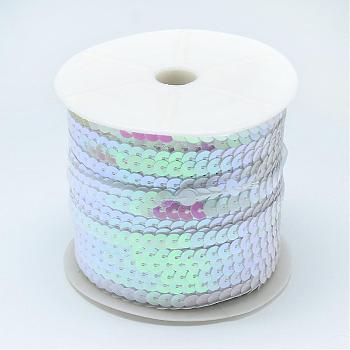 AB-Color Plastic Paillette Beads, Sequins Beads, Ornament Accessories, Flat Round, White, 6mm, about 100yards/roll