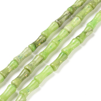 Natural Dolomite & Synthetic Opal Beads Strands, Dyed, Bamboo Stick, Pale Goldenrod, 12x5mm, Hole: 0.5mm, about 34pcs/strand, 15.94''(40.5cm)