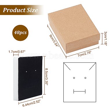 48pcs Kraft Cotton Filled Cardboard Paper Jewelry Set Boxes(CBOX-NB0001-28)-2