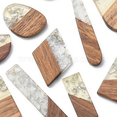 20pcs 10 styles de pendentifs en résine transparente et bois de noyer(RESI-YW0001-30)-2