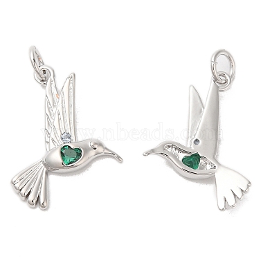 Real Platinum Plated Green Pigeon Brass+Cubic Zirconia Pendants