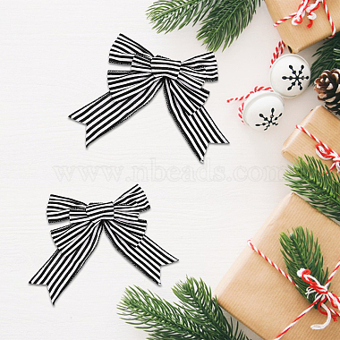 Black and White Stripes Pattern Linen Bowknot Display Decoration(AJEW-WH0258-687)-3