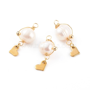 Golden White Heart Pearl Pendants