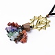 Natural Raw Tiger Eye & Mixed Stone Chips Tassel Pendant Decorations(HJEW-P014-01G-06)-2