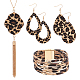 ANATTASOUL Leopard Print Teardrop Dangle Earrings & Multi-strand Bracelet & Tassel Pendant Necklace(AJEW-AN0007-08)-1