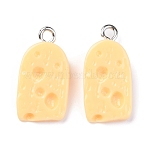 Resin Pendants, with Platinum Iron Peg Bail, Imitation Food Miniture 3D Cheese Charms, Navajo White, 20x10x5.5mm, Hole: 2mm(RESI-O009-06)