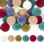 48Pcs 6 Styles Flocky Plastic Beads, Round, Mixed Color, 16~16.5x15~16mm, Hole: 2~3.5mm, 8pcs/style.(KY-SC0002-47B)