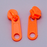 Plastic Zipper Slider, Garment Accessories, Oval, Orange Red, 3.6x1.1x1.1cm(KY-WH0024-48Q)