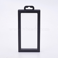Plastic Frame Stands, with Transparent Membrane, For Ring, Pendant, Bracelet Jewelry Display, Rectangle, Black, 20x9.2x2cm(ODIS-P006-01B)