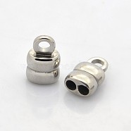 304 Stainless Steel Cord Ends, End Caps, Stainless Steel Color, 14x8x6mm, Hole: 3mm(STAS-N034-13)