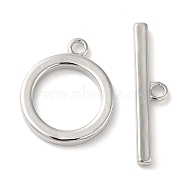 Brass Toggle Clasps, Ring, Real Platinum Plated, Ring: 16x13x2mm, Hole: 1.6mm, Inner Diameter: 9mm, Bar: 20.5x4.5x2mm, hole: 1.6mm(X-KK-E057-09P)