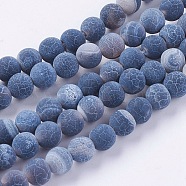 Natural Weathered Agate Beads Strands, Dyed, Frosted, Round, Black, 6mm, Hole: 1mm, about 64pcs/strand, 13.6 inch(G-G589-6mm-07)
