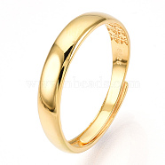 925 Sterling Silver Adjustable Smooth Ring Settings, with S925 Stamp, Real 18K Gold Plated, US Size 9 1/4(19.1mm)(STER-T007-07G)