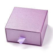 Square Paper Drawer Box, with Black Sponge & Polyester Rope, for Bracelet and Rings, Medium Orchid, 7.5x7.7x4cm(CON-J004-01B-01)