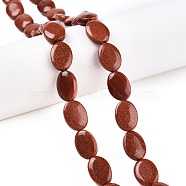 Synthetic Goldstone Beads Strands, Flat Oval, 14x10x5.5mm, Hole: 1.2mm, about 28pcs/strand, 15.55''(39.5cm)(G-M206-48)