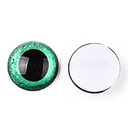 Glass Cabochons, Half Round with Eye, Aquamarine, 20x6.5mm(GGLA-T004-04N)