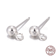 925 Sterling Silver Stud Earring Findings, with 925 Stamp, Silver, 15mm, Hole: 2mm, Pin: 0.7mm(STER-S002-49)