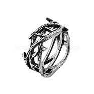 Titanium Steel Crown of Thorns Finger Ring, Easter Theme Hollow Ring for Women, Antique Silver, US Size 7(17.3mm)(EAER-PW0001-172B)