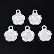 Acrylic Imitation Pearl Pendants, Flower, Creamy White, 19.5x15.5x6mm, Hole: 2mm, about 600pcs/500g(OACR-N134-008)