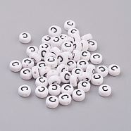Acrylic Beads, with Horizontal Hole, Letter, Flat Round, Letter.C, 7x4mm, Hole: 1mm, about 146pcs/20g(Y-PL37C9070-C)