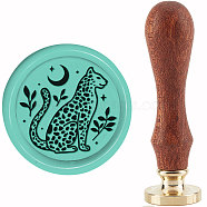 Brass Wax Seal Stamp with Handle, for DIY Scrapbooking, Leopard Pattern, 89x30mm(AJEW-WH0184-1126)