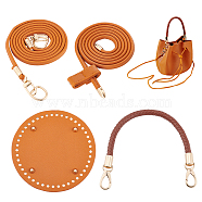 WADORN 1Pc PU Leather Bag Strap, 1 Set Imitation Leather Bag Bottoms & Purse Strap & Drawstring for Bucket Bag Set, with Iron & Alloy Findings, Chocolate(DIY-WR0003-19B)