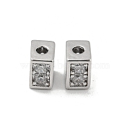 Brass with Glass Beads, Cuboid, Real Platinum Plated, 5x3.5x3.5mm, Hole: 1.4mm(KK-P258-15P)