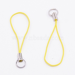 Polyester Cord Mobile Straps, with Platinum Plated Iron Findings, Yellow, 5.6cm(MOBA-WH0006-10)