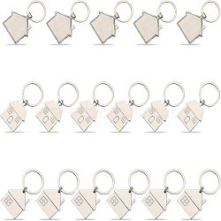 17Pcs 3 Style Zinc Alloy Keychain, with Iron Key Ring, House, Platinum, 66~73mm, 5~6pcs/style(KEYC-CA0001-22)