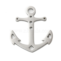 Non-Tarnish 304 Stainless Steel Pendants, Laser Cut, Stainless Steel Color, Anchor & Helm, 24.5x21.5x1mm, Hole: 3mm(STAS-B056-22P-01)