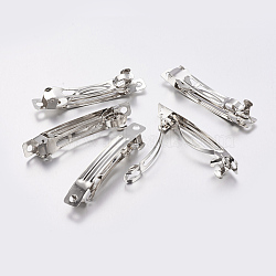 Iron Hair Barrette Findings, French Hair Clip Findings, Platinum, 78x9mm, Hole: 2.8~3mm(X-IFIN-S289-78mm)