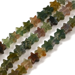 Natural Indian Agate Beads Strands, Star, 6x5.5x2mm, Hole: 0.8mm, about 75pcs/strand, 14.57 inch(37cm)(G-G085-B11-02)