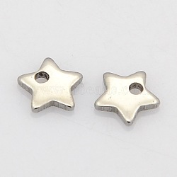 Tarnish Resistant Star 304 Stainless Steel Charms, Stainless Steel Color, 6x6x1mm, Hole: 0.5mm(STAS-N025-14)