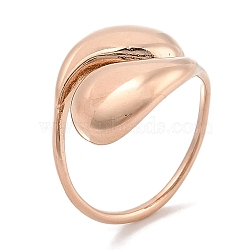 Open 304 Stainless Steel Finger Rings for Women, Teardrop, Rose Gold, 15mm, Inner Diameter: 18mm(RJEW-B070-01RG)