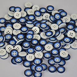Pretty Double Layered Buttons with Four Holes, Resin Button, Flat Round, Dodger Blue, about 13mm in diameter, hole: 1mm, about 1000pcs/bag(NNA0VGD)