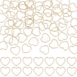 80Pcs Brass Linking Rings, Long-Lasting Plated, Heart, Real 24K Gold Plated, 9x10x1mm, Inner Diameter: 9x7.5mm(KK-BBC0008-67)