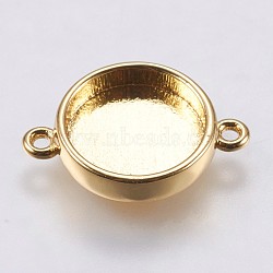 Brass Cabochon Connector Settings, Plain Edge Bezel Cups, Flat Round, Golden, Tray: 10mm, 16.5x11.6x3mm, Hole: 1.5mm(KK-E749-08G)