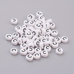 Acrylic Beads, with Horizontal Hole, Letter, Flat Round, Letter.C, 7x4mm, Hole: 1mm, about 146pcs/20g(Y-PL37C9070-C)
